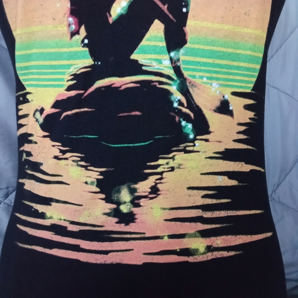 Disney The Little Mermaid Ariel Sunset Black Graphic Print T-Shirt Cap Sleeve - Picture 5 of 10